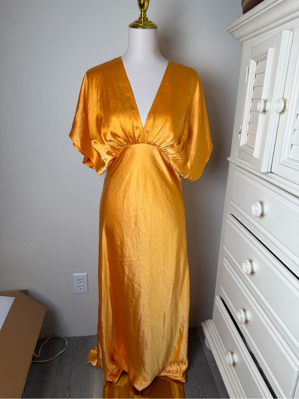 Dress Forum Satin Maxi in Golden Orange